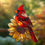 Cardinal and Sunflower Acrylic Suncatcher Bird Lover Decor