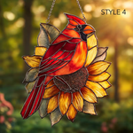 Cardinal and Sunflower Acrylic Suncatcher Bird Lover Decor