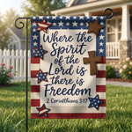 Faith Over Fear Jesus Garden Flag, Patriotic Christian Yard Sign, American Flag Cross Decor, Religious Outdoor Home Gift