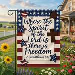 Faith Over Fear Jesus Garden Flag, Patriotic Christian Yard Sign, American Flag Cross Decor, Religious Outdoor Home Gift