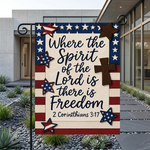 Faith Over Fear Jesus Garden Flag, Patriotic Christian Yard Sign, American Flag Cross Decor, Religious Outdoor Home Gift