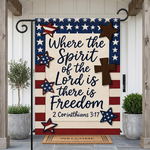 Faith Over Fear Jesus Garden Flag, Patriotic Christian Yard Sign, American Flag Cross Decor, Religious Outdoor Home Gift