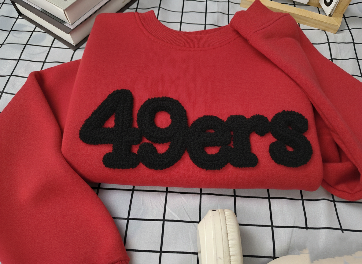 FuzzyChenille Yarn Sports Team Sweatshirt, Custom Team Name or Mascot, Game Day Fuzzy Letter, Team Spirit Shirt, Chenille Patch Sports Team