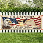 God Bless America Banner, 250 Years Freedom, Patriotic Christian Decor, USA Eagle Sign