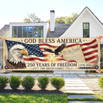God Bless America Banner, 250 Years Freedom, Patriotic Christian Decor, USA Eagle Sign