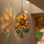 Handmade Sunflower Stained Glass Suncatcher, Iridescent Floral Window Hanging, Rustic Home Decor, Unique Gift for Flower Lovers & Her