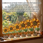 Handmade Sunflower Stained Glass Suncatcher, Iridescent Floral Window Hanging, Rustic Home Decor, Unique Gift for Flower Lovers & Her