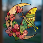 Luna Moth Butterfly Suncatcher, Butterfly Acrylic Ornament, Stained Glass Window Hangings Wall Art, Unique Christmas Gift, Gift For Her