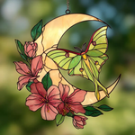 Luna Moth Butterfly Suncatcher, Butterfly Acrylic Ornament, Stained Glass Window Hangings Wall Art, Unique Christmas Gift, Gift For Her