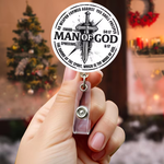 Man Of God Badge Reel, Christian Id Holder, Faith Nurse Badge Clip,Religious Gift For Men Bible Verse Ephesians 6 17 Inspirational Work Reel