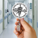 Man Of God Badge Reel, Christian Id Holder, Faith Nurse Badge Clip,Religious Gift For Men Bible Verse Ephesians 6 17 Inspirational Work Reel