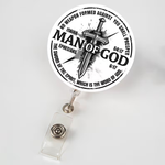 Man Of God Badge Reel, Christian Id Holder, Faith Nurse Badge Clip,Religious Gift For Men Bible Verse Ephesians 6 17 Inspirational Work Reel