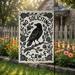 No Soliciting Garden Flag, Funny Crow Yard Sign, F-Caw-F Raven Decor, Gothic Porch Sign, Sarcastic Front Door Decor, Witchy Outdoor Gift