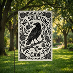No Soliciting Garden Flag, Funny Crow Yard Sign, F-Caw-F Raven Decor, Gothic Porch Sign, Sarcastic Front Door Decor, Witchy Outdoor Gift