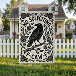 No Soliciting Garden Flag, Funny Crow Yard Sign, F-Caw-F Raven Decor, Gothic Porch Sign, Sarcastic Front Door Decor, Witchy Outdoor Gift