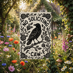 No Soliciting Garden Flag, Funny Crow Yard Sign, F-Caw-F Raven Decor, Gothic Porch Sign, Sarcastic Front Door Decor, Witchy Outdoor Gift