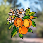 Orange Branch Acrylic Glass Suncatcher, Orange Floral Window Hanging, Housewarming Gift, Gift For Orange Lover, Orange Gift