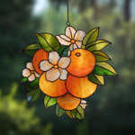 Orange Branch Acrylic Glass Suncatcher, Orange Floral Window Hanging, Housewarming Gift, Gift For Orange Lover, Orange Gift
