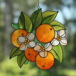 Orange Branch Acrylic Glass Suncatcher, Orange Floral Window Hanging, Housewarming Gift, Gift For Orange Lover, Orange Gift