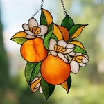Orange Branch Acrylic Glass Suncatcher, Orange Floral Window Hanging, Housewarming Gift, Gift For Orange Lover, Orange Gift