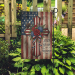 Patriotic Cross Garden Flag, 250 Years Freedom Decor, American Christian Yard Flag