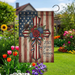 Patriotic Cross Garden Flag, 250 Years Freedom Decor, American Christian Yard Flag
