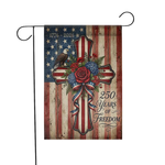 Patriotic Cross Garden Flag, 250 Years Freedom Decor, American Christian Yard Flag