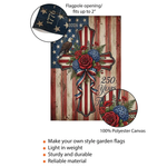 Patriotic Cross Garden Flag, 250 Years Freedom Decor, American Christian Yard Flag