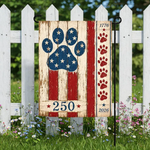 Patriotic Dog Paw Garden Flag, America 250th Anniversary Pet Lover Yard Flag, Rustic 1776 2026 Outdoor Porch Decor