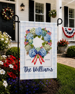 Personalized Patriotic Garden Flag Custom Family Name, 1776-2026 America 250 Years Wreath Flag, Fourth of July Decor, Double Sided