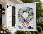 Personalized Patriotic Garden Flag Custom Family Name, 1776-2026 America 250 Years Wreath Flag, Fourth of July Decor, Double Sided
