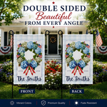 Personalized Patriotic Garden Flag Custom Family Name, 1776-2026 America 250 Years Wreath Flag, Fourth of July Decor, Double Sided