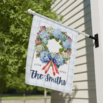 Personalized Patriotic Garden Flag Custom Family Name, 1776-2026 America 250 Years Wreath Flag, Fourth of July Decor, Double Sided