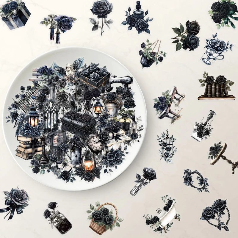 Black Rose Transparent Sitckers