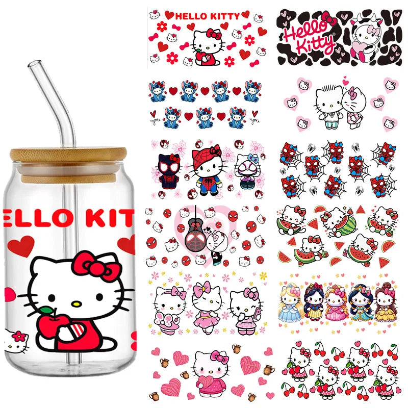 Emballages de gobelets Hello Kitty Cartoon UV DTF