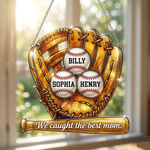 We Caught the Best Baseball Mom Personalized Acrylic Suncatcher, Sentimental Mother's Day Gift for Mom, Wife, Love Mom Gift, Baseball Mom