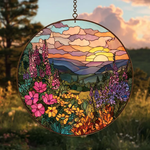Wildflower Suncatcher, Wildflower Glass Window Hanging Decor, Florist Gift, Gift for Flower Lover, Sun Catcher Gift for Mom, Grandma