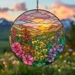 Wildflower Suncatcher, Wildflower Glass Window Hanging Decor, Florist Gift, Gift for Flower Lover, Sun Catcher Gift for Mom, Grandma