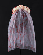 Halloween Bride Veil Vintage Rose Flower gothic Dark Headdress Ghost Bride Set
