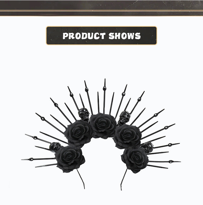 Skull with Rhinestones Headband Gothic Queen Headband Costume Cosplay Performance Props