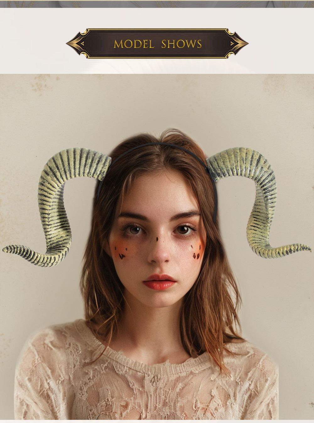Halloween Party DIY Detachable Props RP Curved Sheep Horn Headband Festival Party Performance Headband