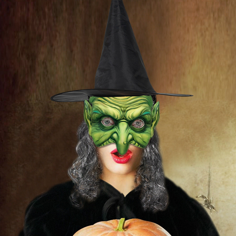 New Halloween Witch Wig Witch Hat Mask Set Carnival Masquerade Ball Cosplay Mask