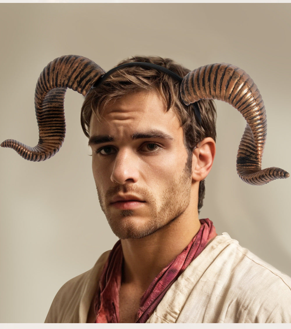 Halloween Party DIY Detachable Props RP Curved Sheep Horn Headband Festival Party Performance Headband