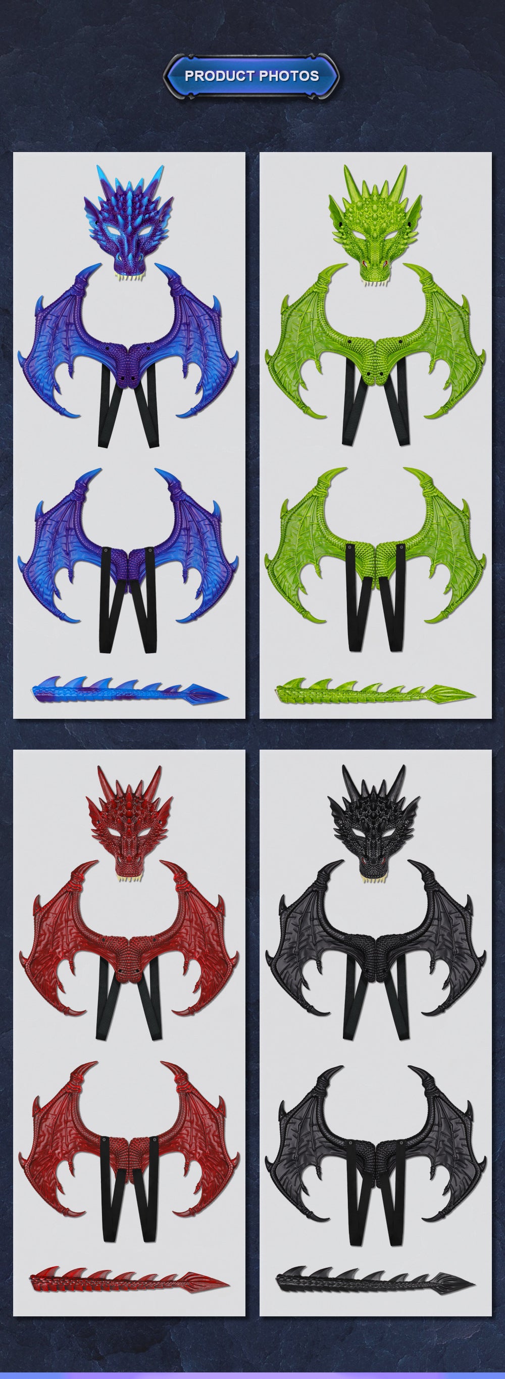 New Upgraded Ultra-Light Dragon Wings 3D Dragon Mask Halloween Children's Festival Party Costume Set Wholesale