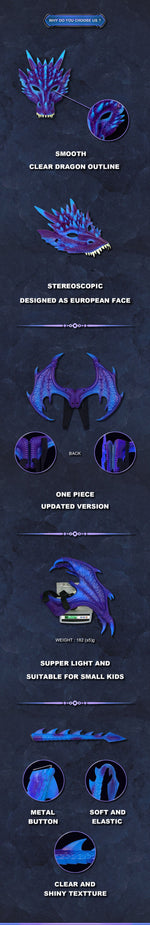 New Upgraded Ultra-Light Dragon Wings 3D Dragon Mask Halloween Children's Festival Party Costume Set Wholesale