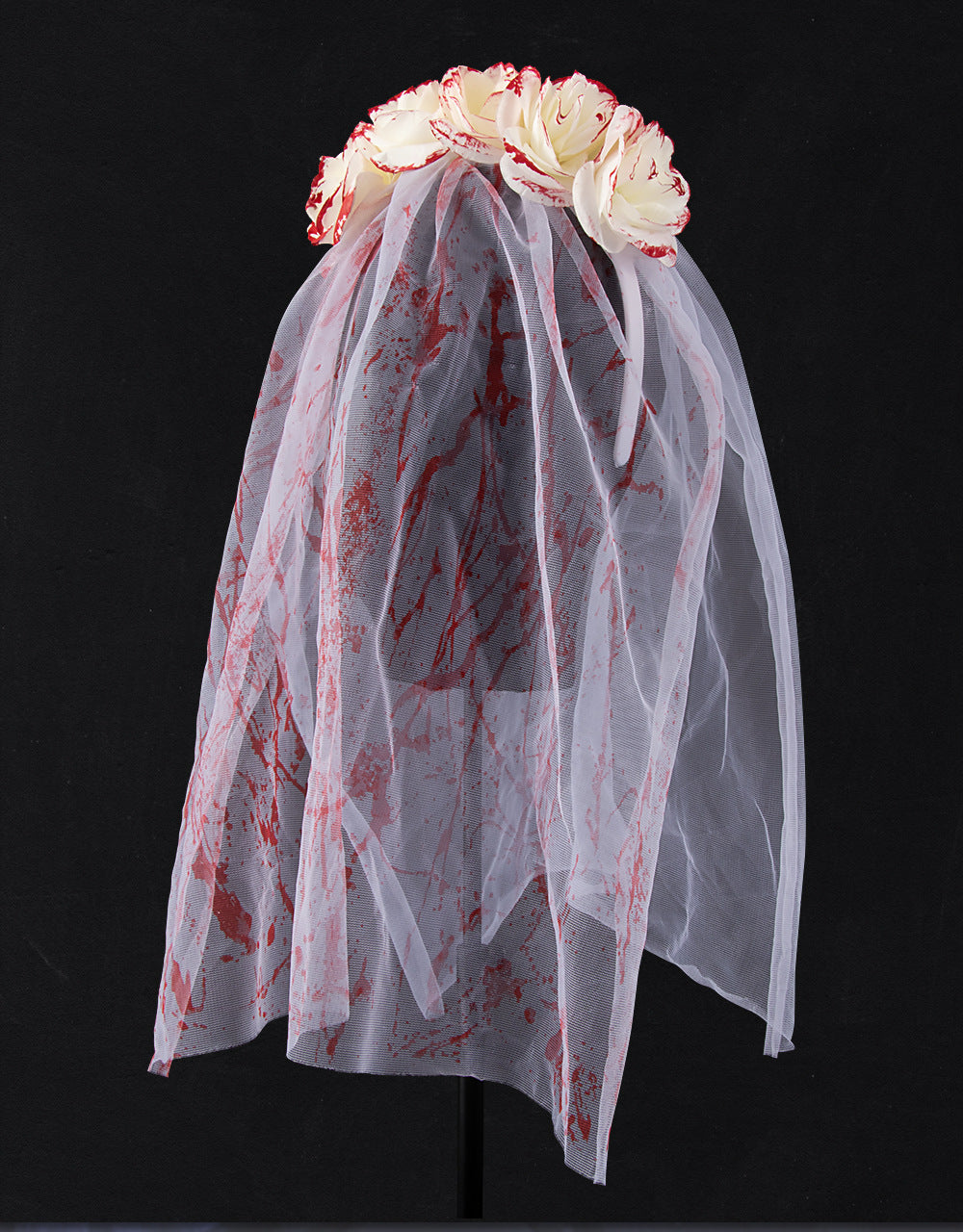 Halloween Bride Veil Vintage Rose Flower gothic Dark Headdress Ghost Bride Set