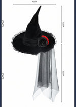 New Halloween Baroque Witch Hat Mesh Artificial Flower Costume Accessory Gothic Queen Prop Witch Hat
