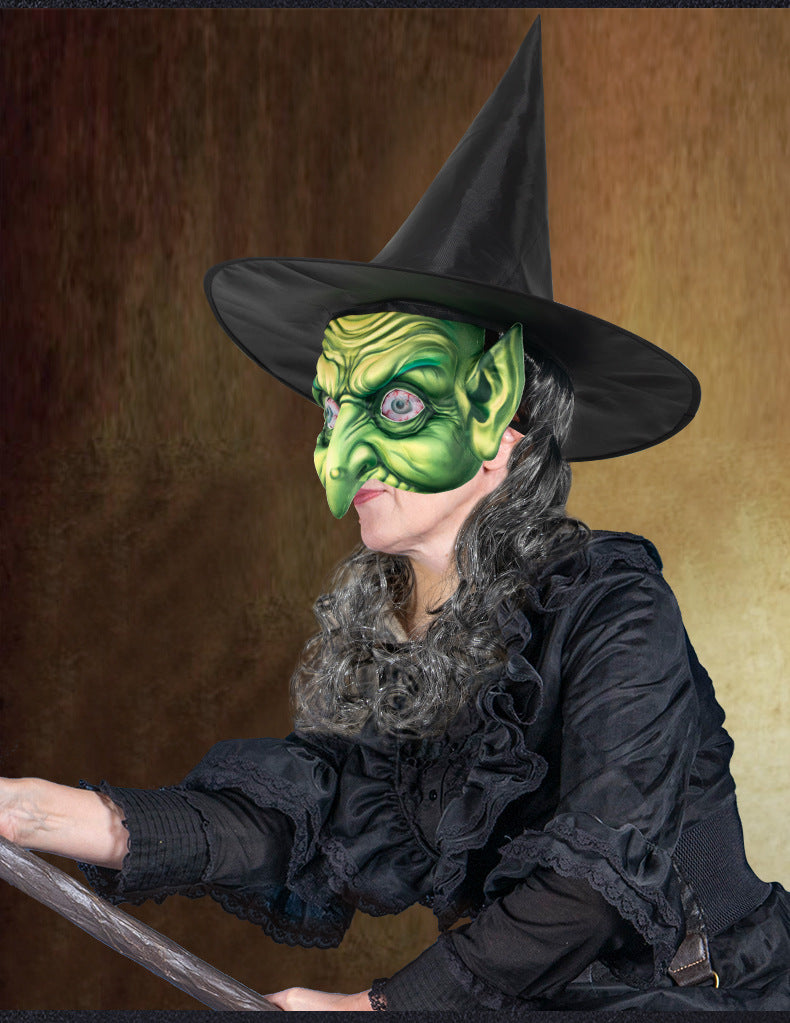 New Halloween Witch Wig Witch Hat Mask Set Carnival Masquerade Ball Cosplay Mask