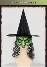 New Halloween Witch Wig Witch Hat Mask Set Carnival Masquerade Ball Cosplay Mask