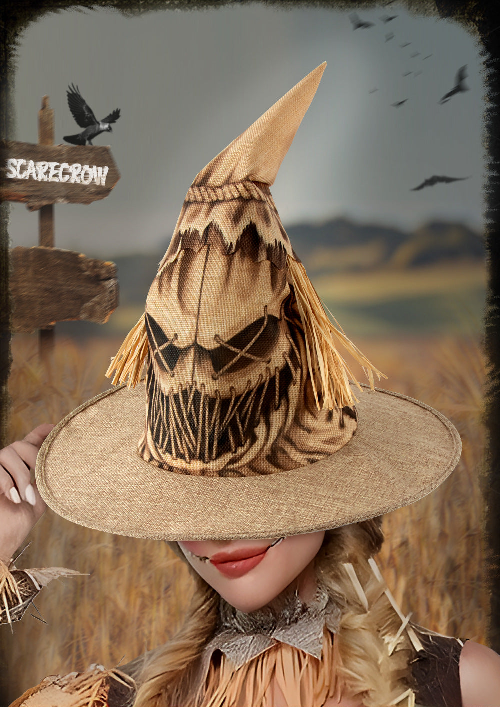 New Halloween Party Costume Scarecrow Witch Hat Cosplay